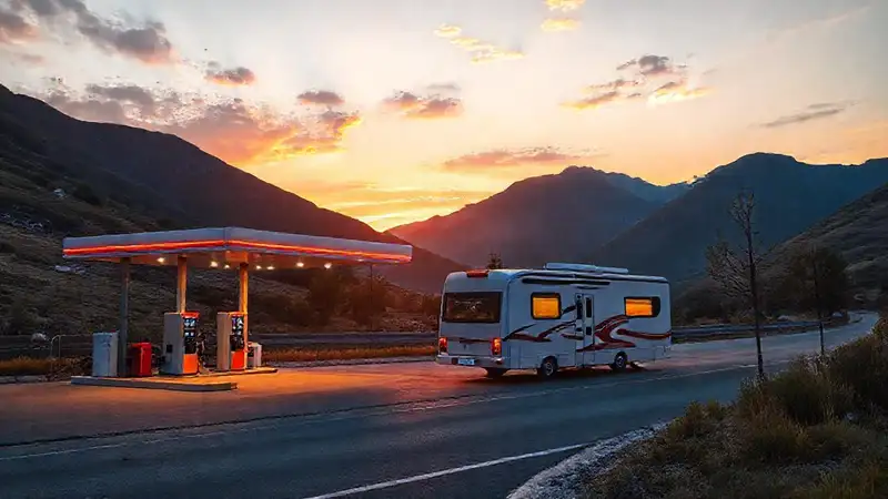 Autocaravana en Albania, al atardecer