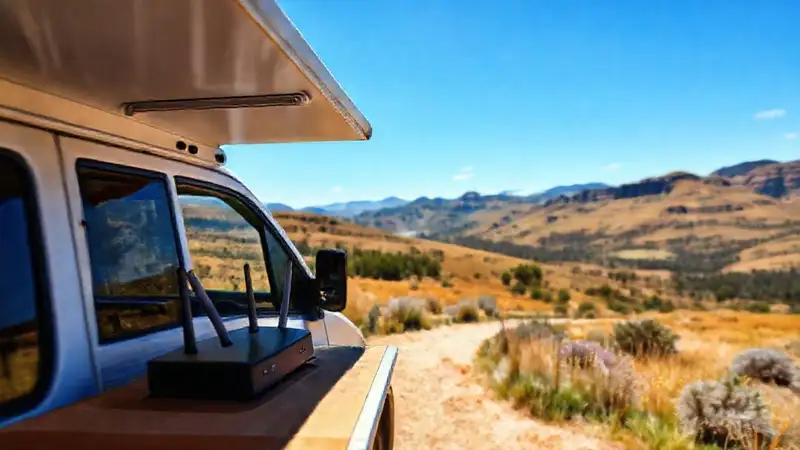 Un campervan moderno explora paisajes vibrantes