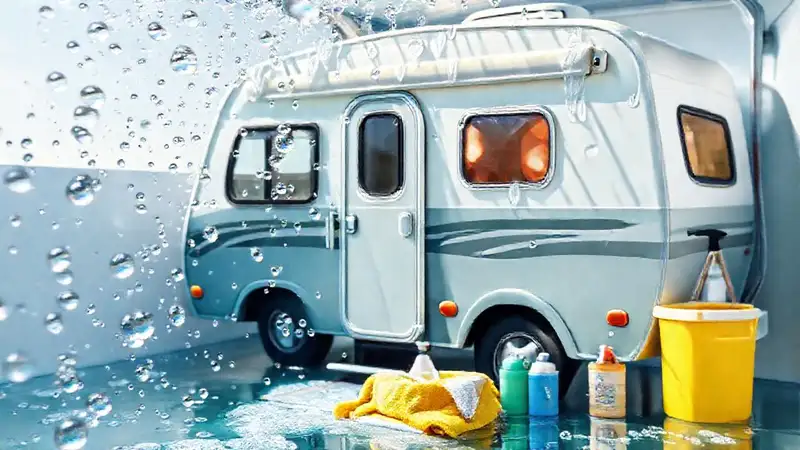 Una ducha de autocaravana limpia y alegre