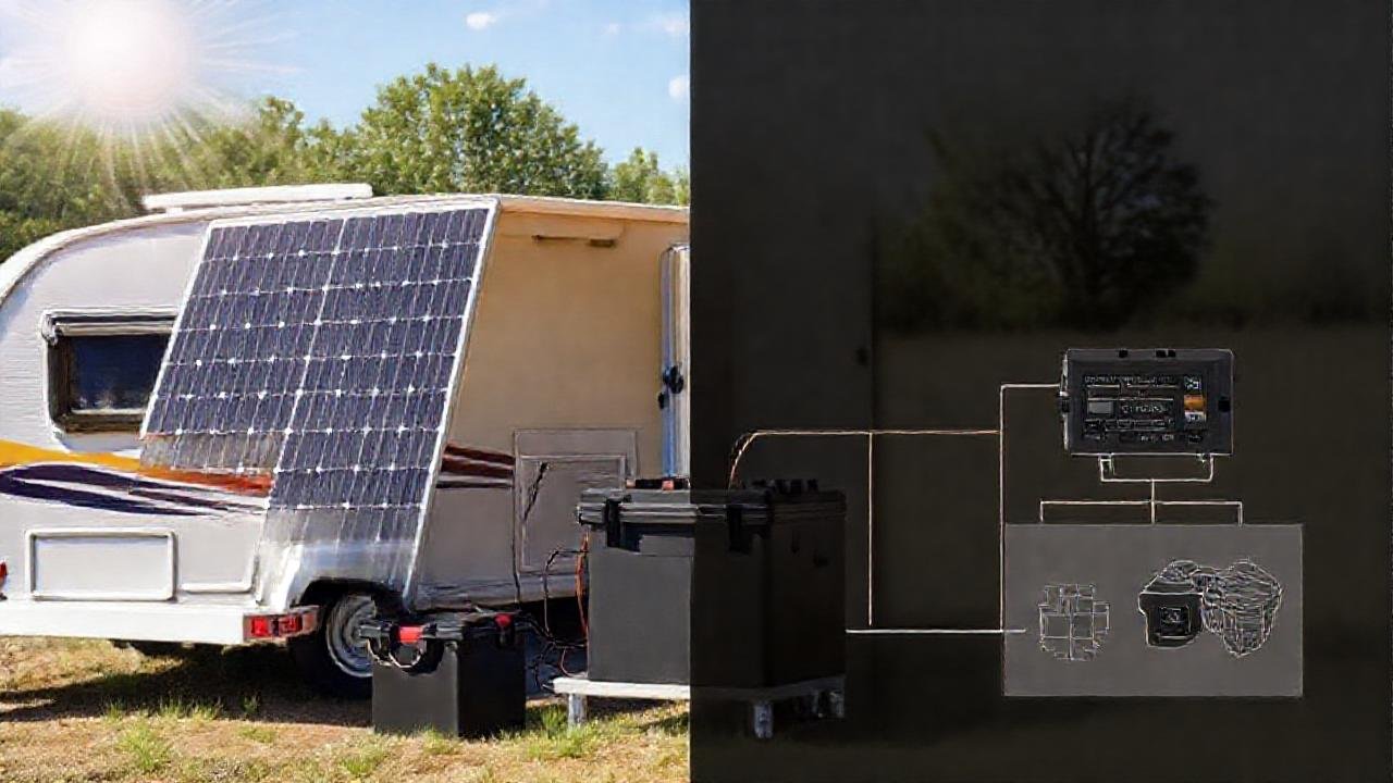 Un diagrama ilustra un sistema solar portátil