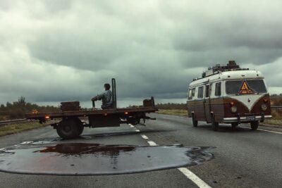 Un conductor preocupado frente a un camión