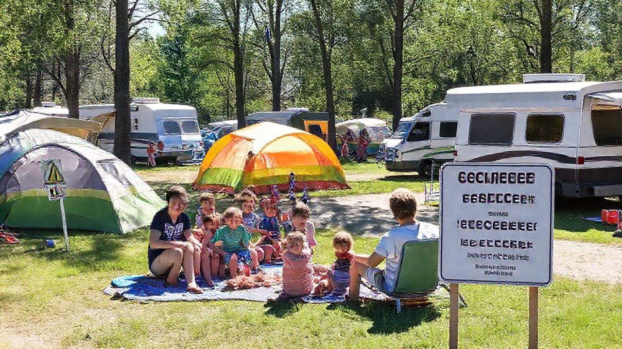Familiares felices disfrutan un campamento seguro