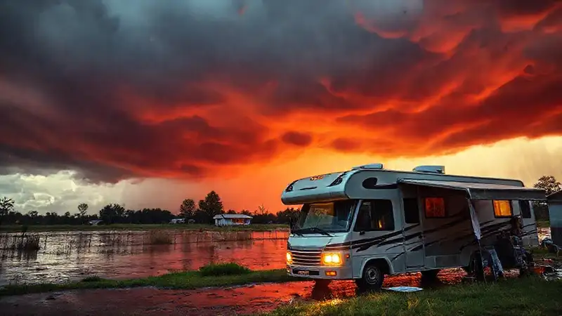 Una tormenta devastó el campamento y la RV