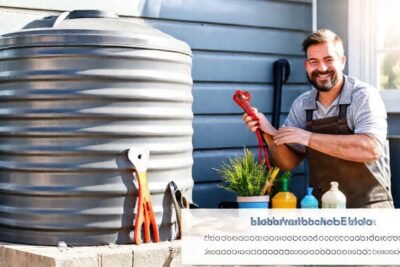 El propietario limpia su tanque gris