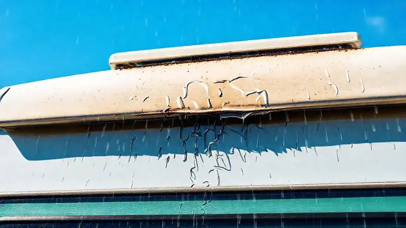 El techo RV sufrió daños por la lluvia