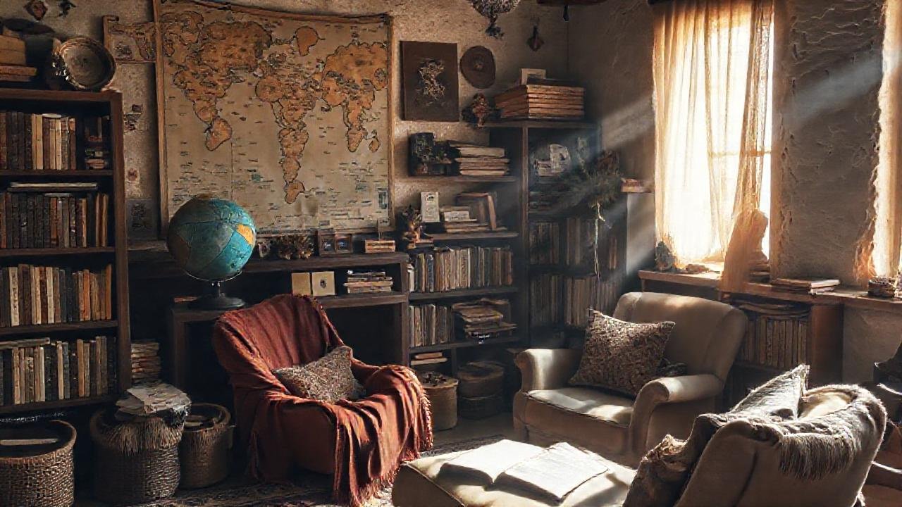 Un interior bohemio y viajero cálido