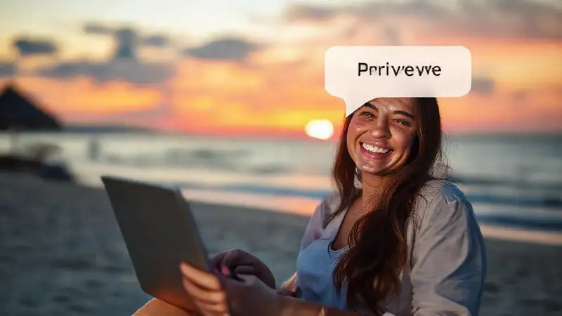 Mujer relajada disfruta un viaje digital