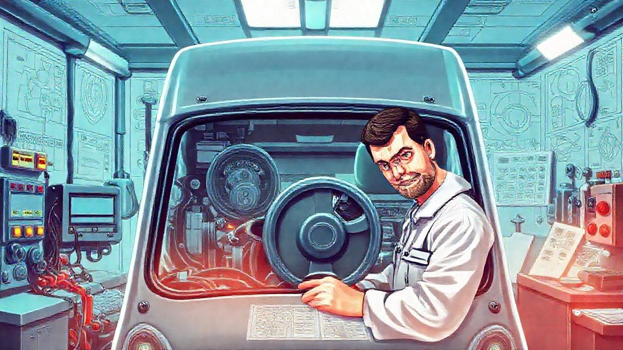 Un técnico revisa una autocaravana defectuosa