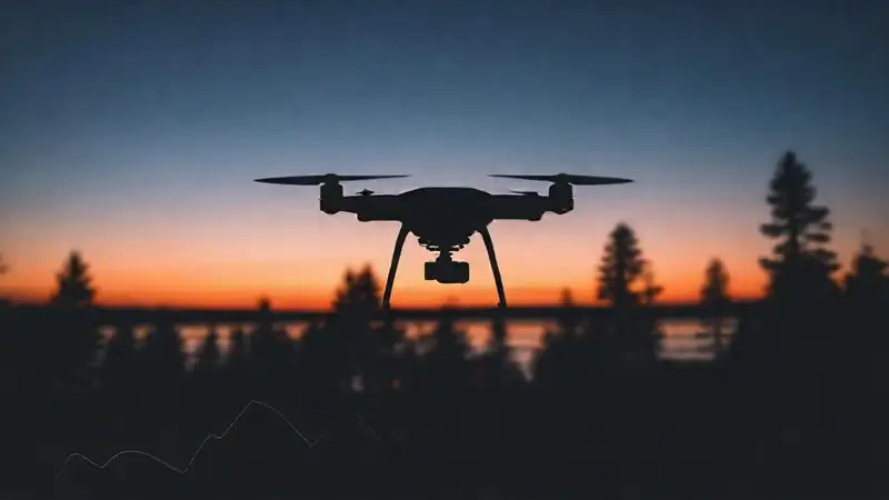 Silueta de dron en calma nocturna