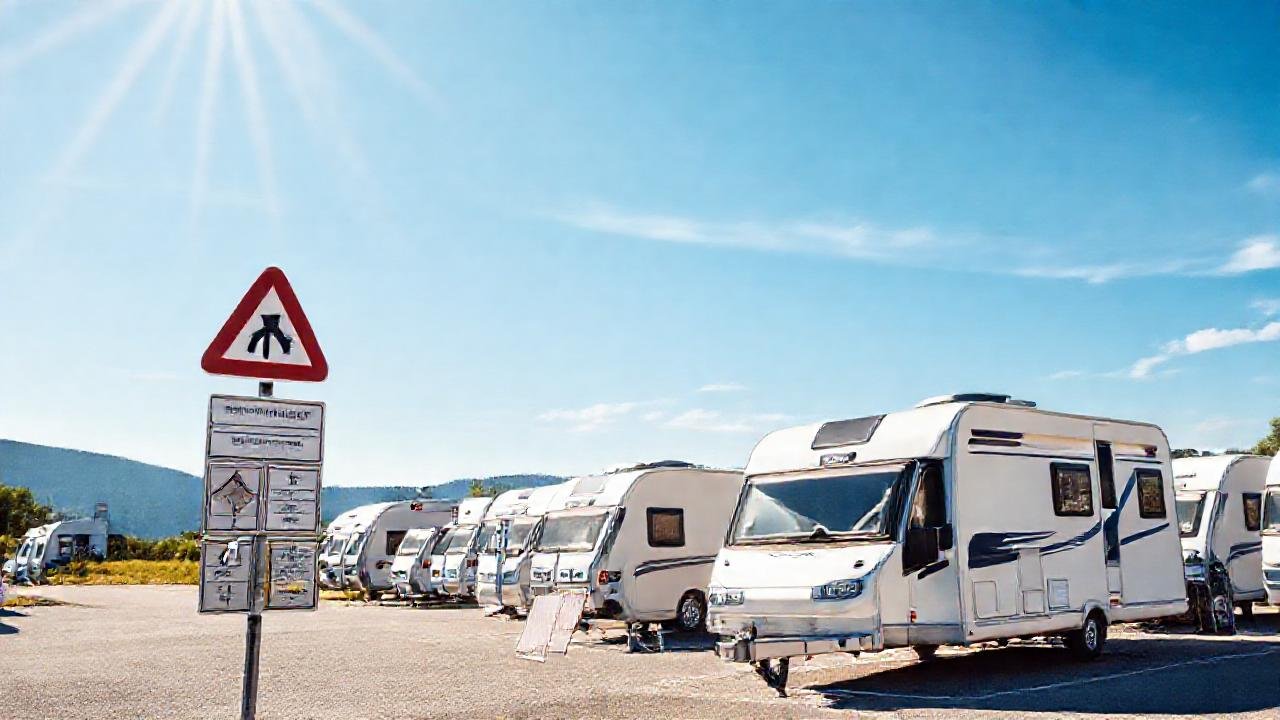 Campamento austríaco, caravan, cielo despejado y seguro