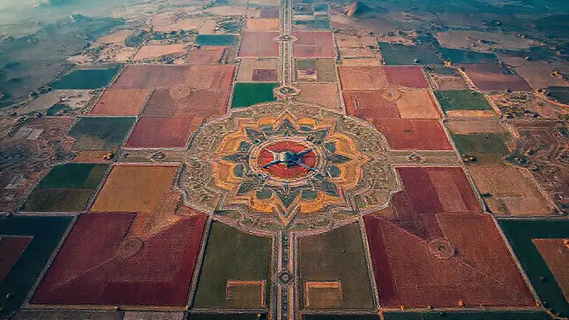 Paisaje grandioso y equilibrado, visualmente impactante