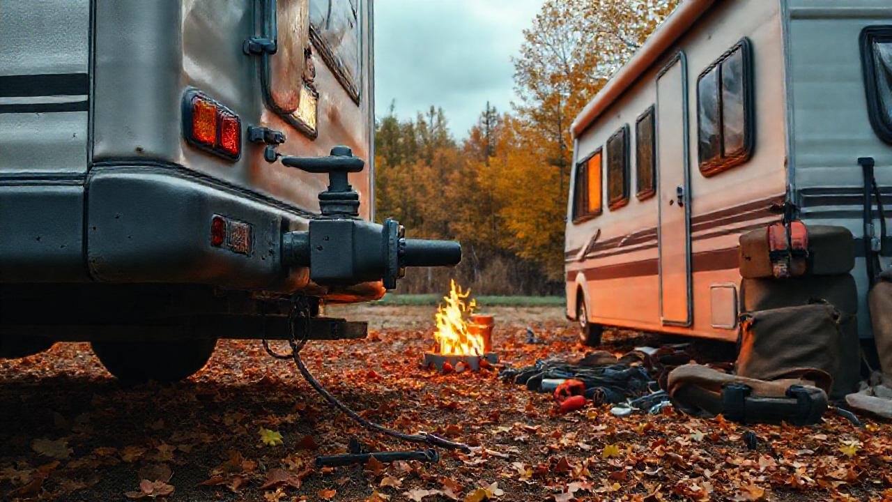 Un casal preocupado arregla su autocaravana