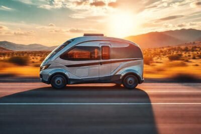 Un furgón futurista brilla en el sol