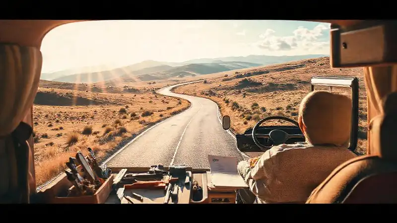 Un conductor relajado recorre caminos soleados