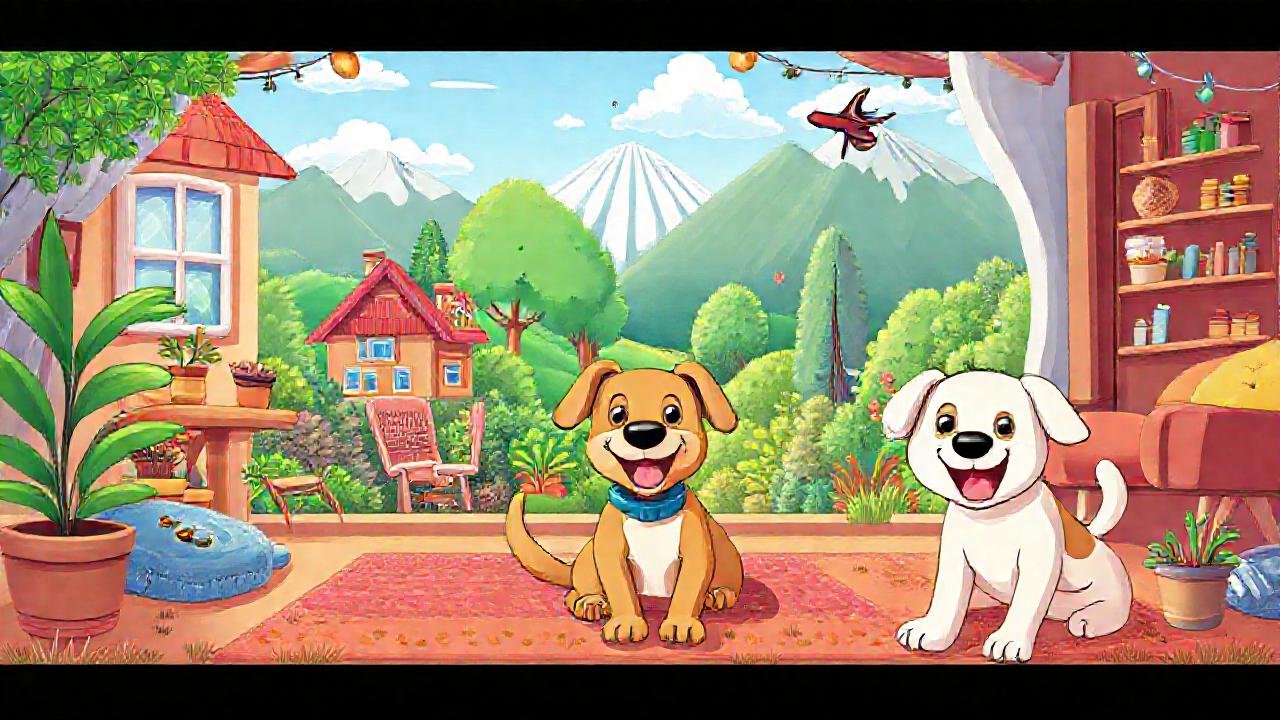 Un perro feliz en entornos diversos