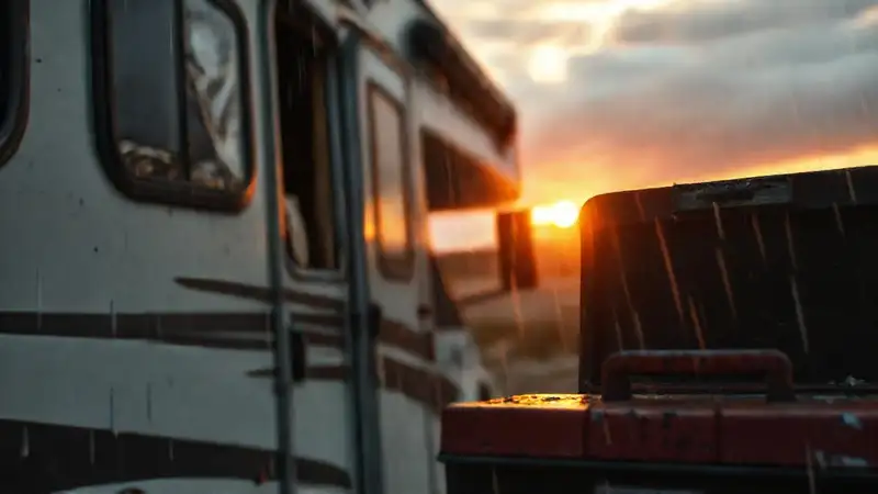 Un viaje roto bajo un amanecer triste