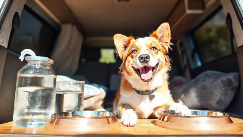 El perro feliz viaja relajado y cómodo