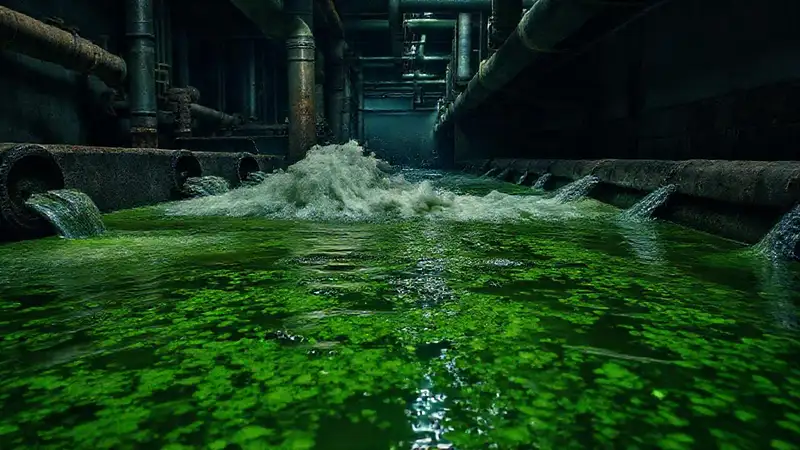 Aguas industriales contaminan y oscurecen el río