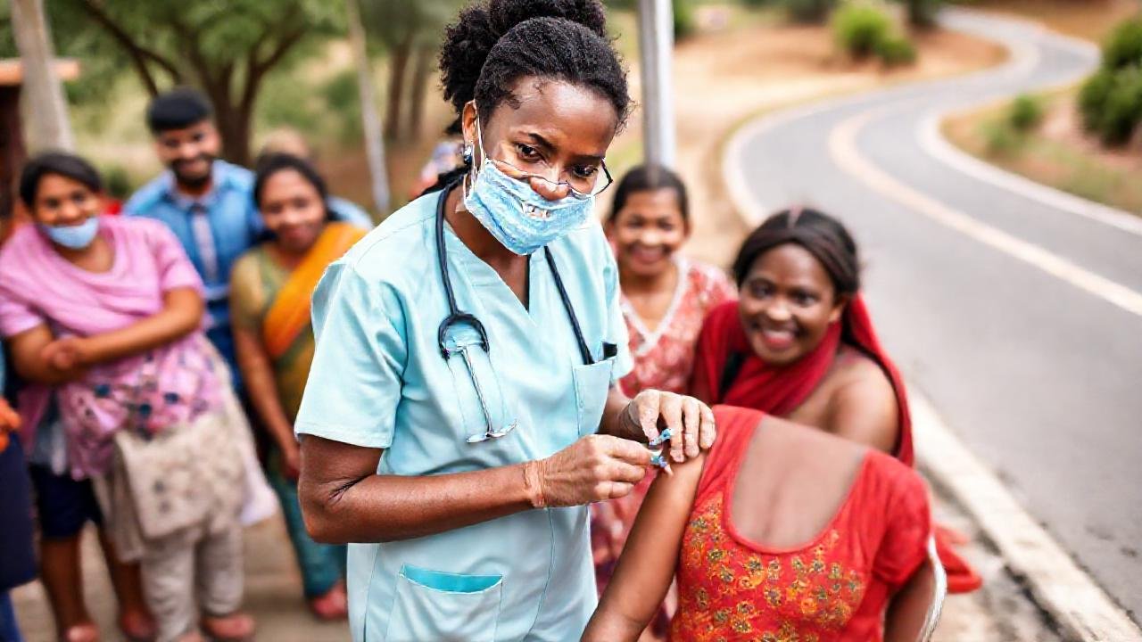 Vacunación exterior: gente amable y esperanzadora