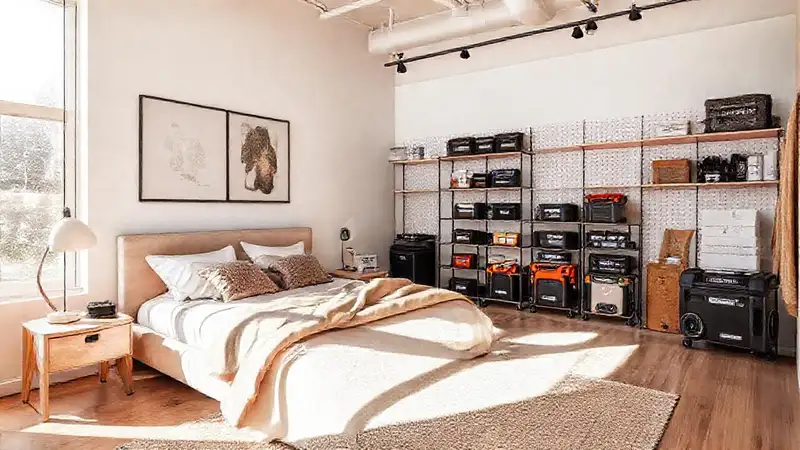 Un dormitorio moderno y funcionalmente organizado