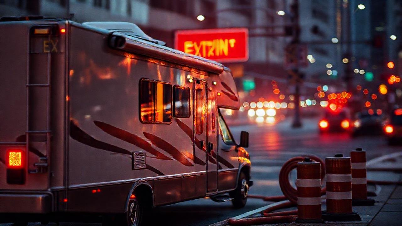 Emergencia en RV, luces borrosas, preocupación