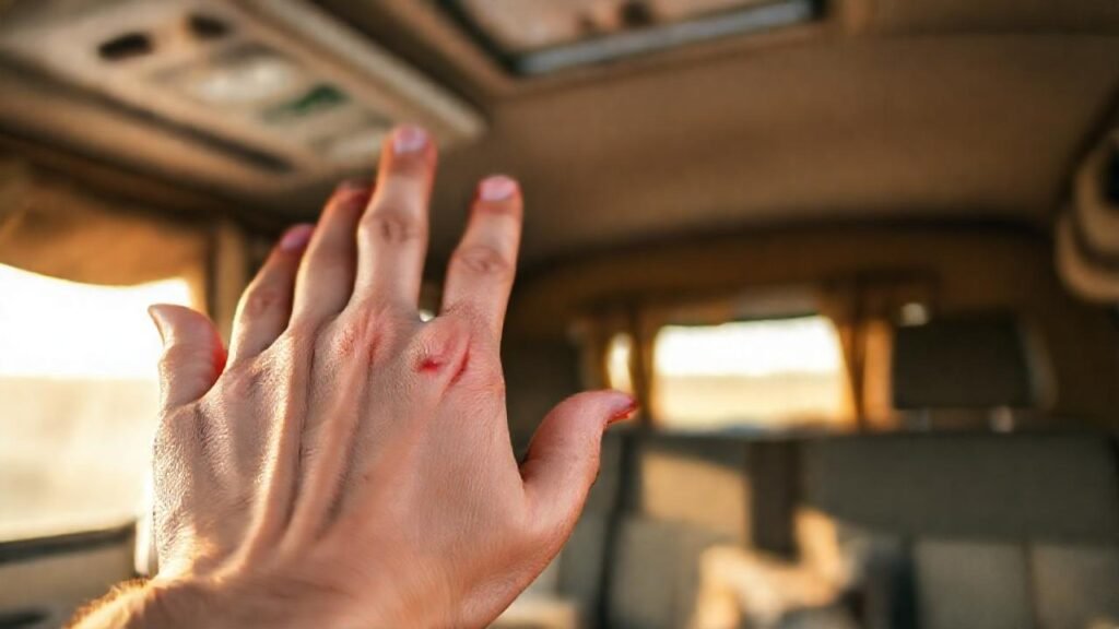 Una mano con quemadura menor