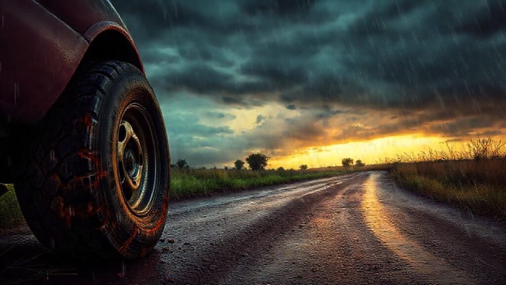 Un conductor chocó por una carretera rural