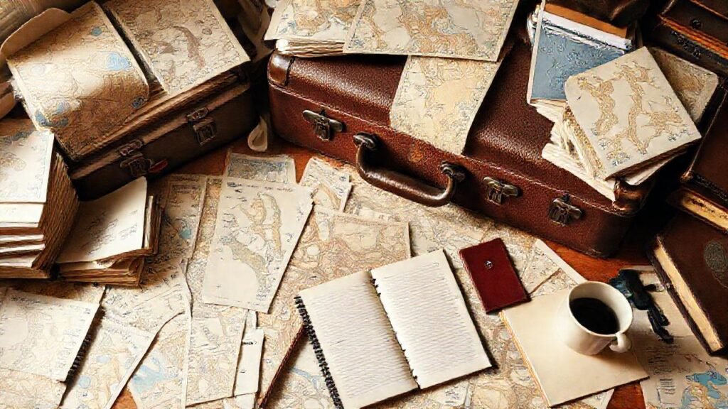 Un escritorio caótico y viajero espera