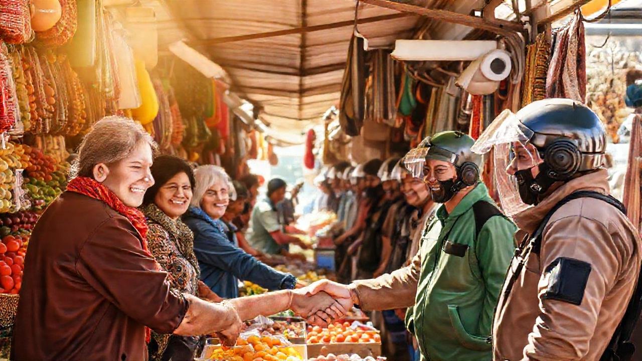 Mercado vibrante, colorido y seguro