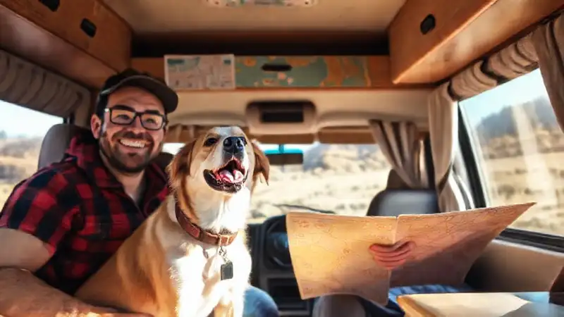 Viaje feliz en coche con perro
