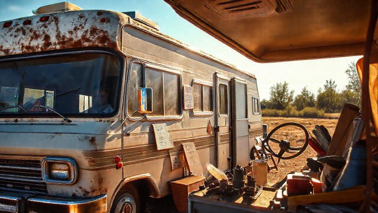 Un viajero averiado reparaba su furgón caliente
