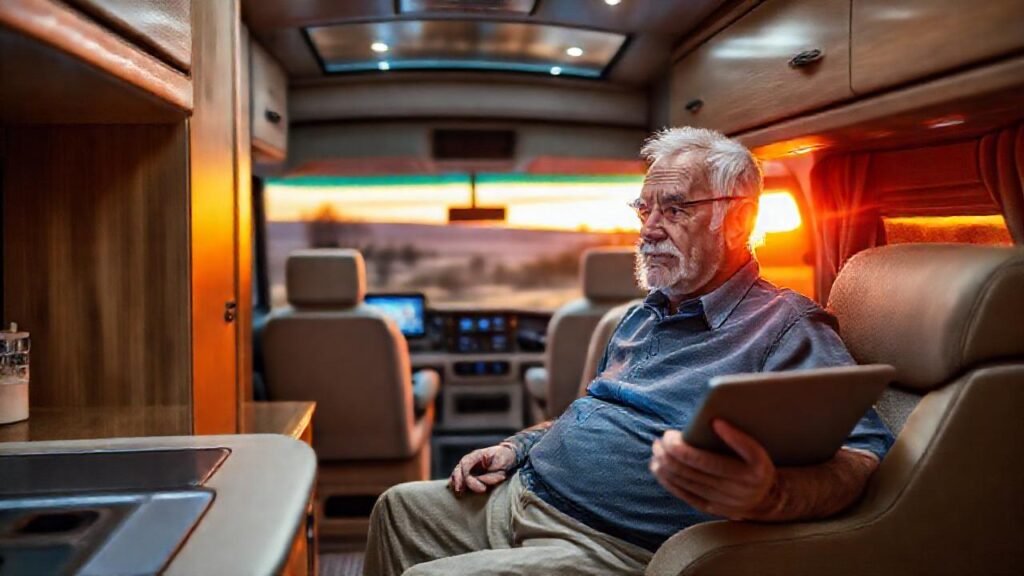 Un anciano se comunica remotamente