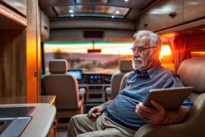 Un anciano se comunica remotamente