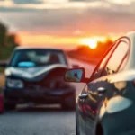 Un conductor herido en carretera al atardecer