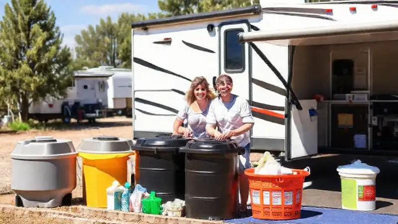 Un matrimonio feliz limpia su caravana