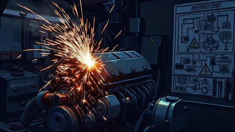Un mecánico frustrado diagnostica un motor averiado