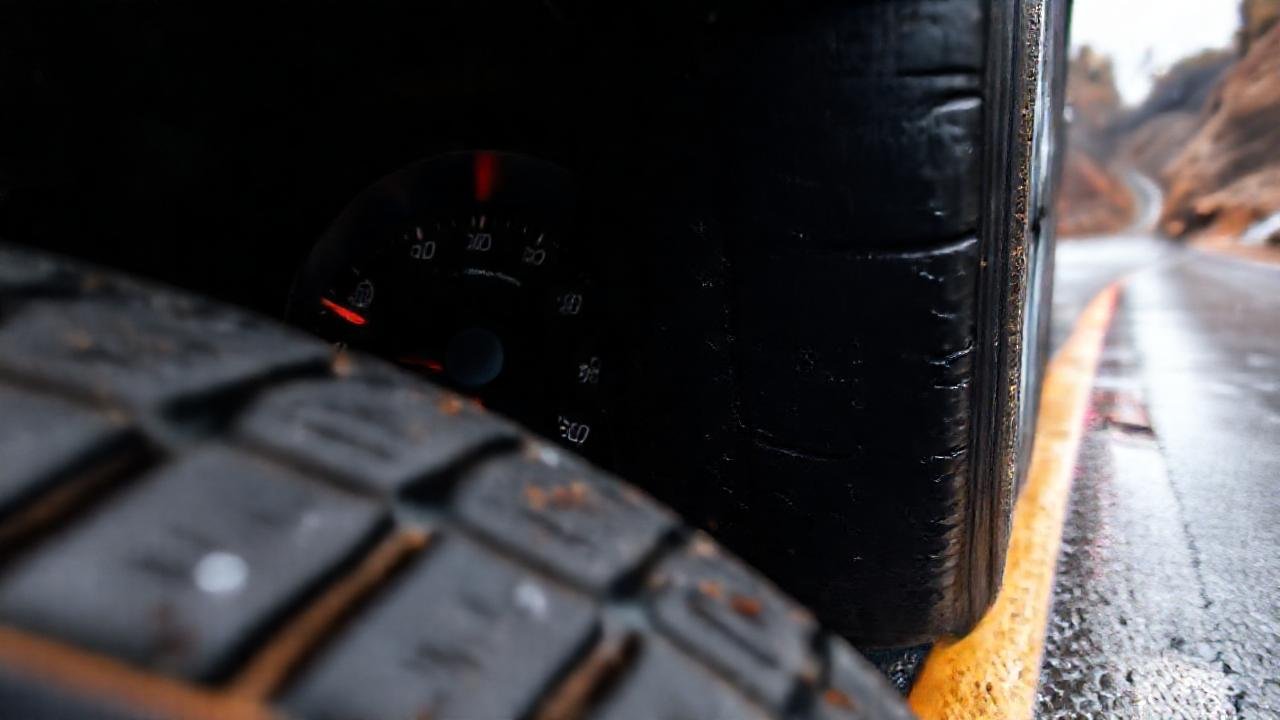 Lluvia, neumáticos y conductor preocupado