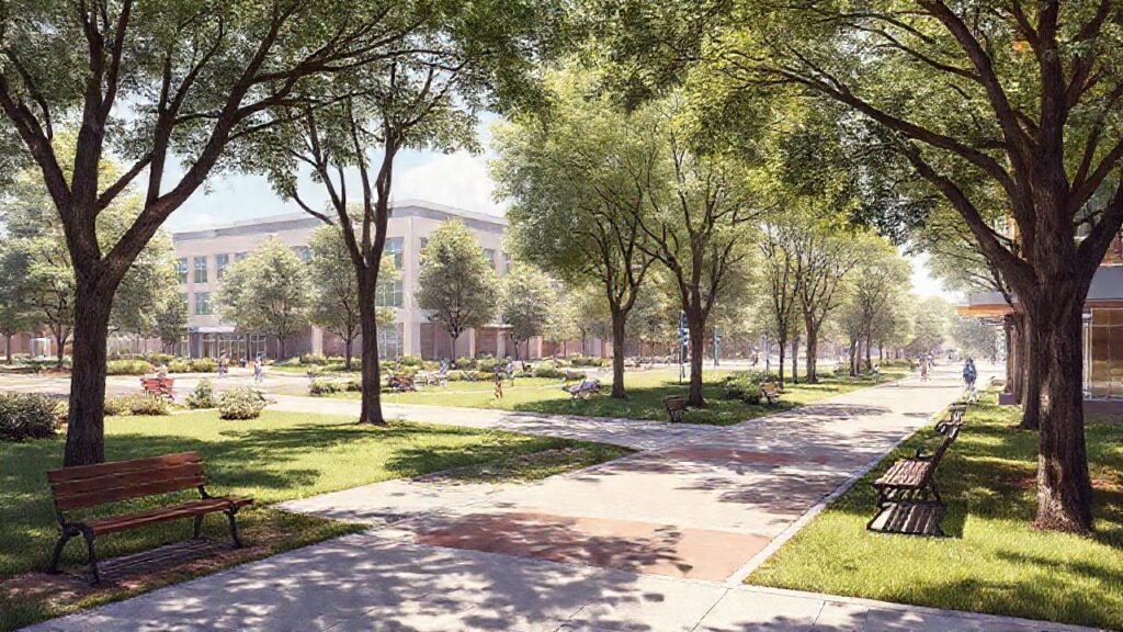 Un parque urbano tranquilo y acogedor