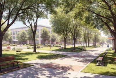 Un parque urbano tranquilo y acogedor