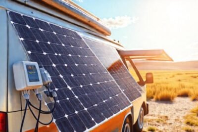 Paneles solares en furgoneta con diseño limpio