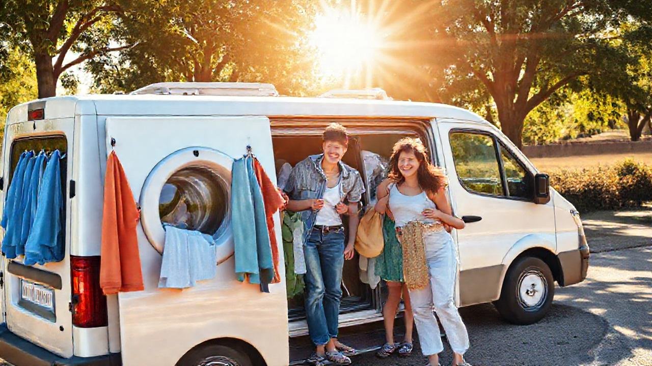 Una lavandería móvil alegra a la familia