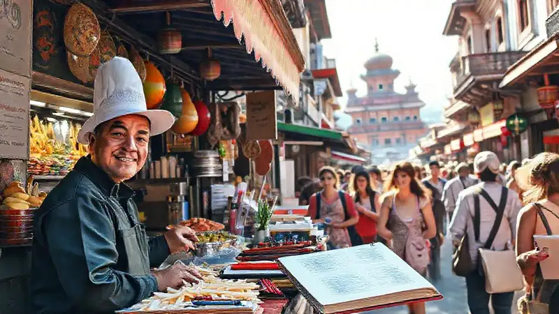 Mercado vibrante, cultura y deliciosa comida