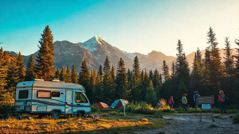 Campaña tranquila en el bosque montañoso