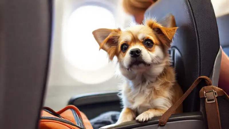 Un perro cariñoso viaja con preocupación