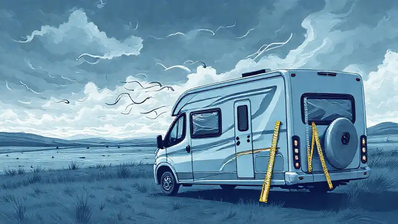 La caravana evalúa un paisaje tormentoso