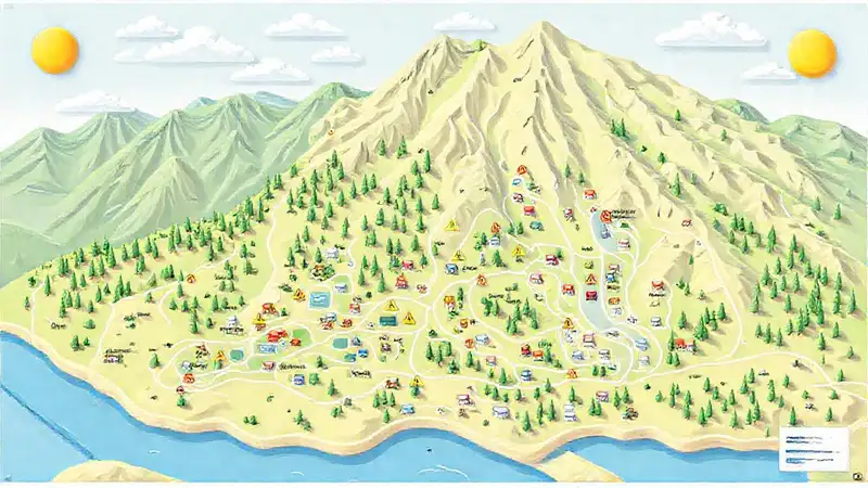 Mapa de campamento europeo, informativo y claro