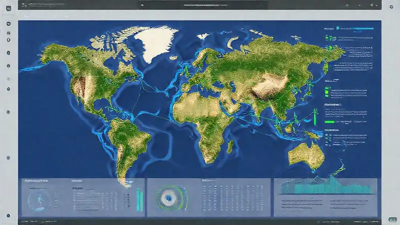 Mapa satelital con datos informativos digitales