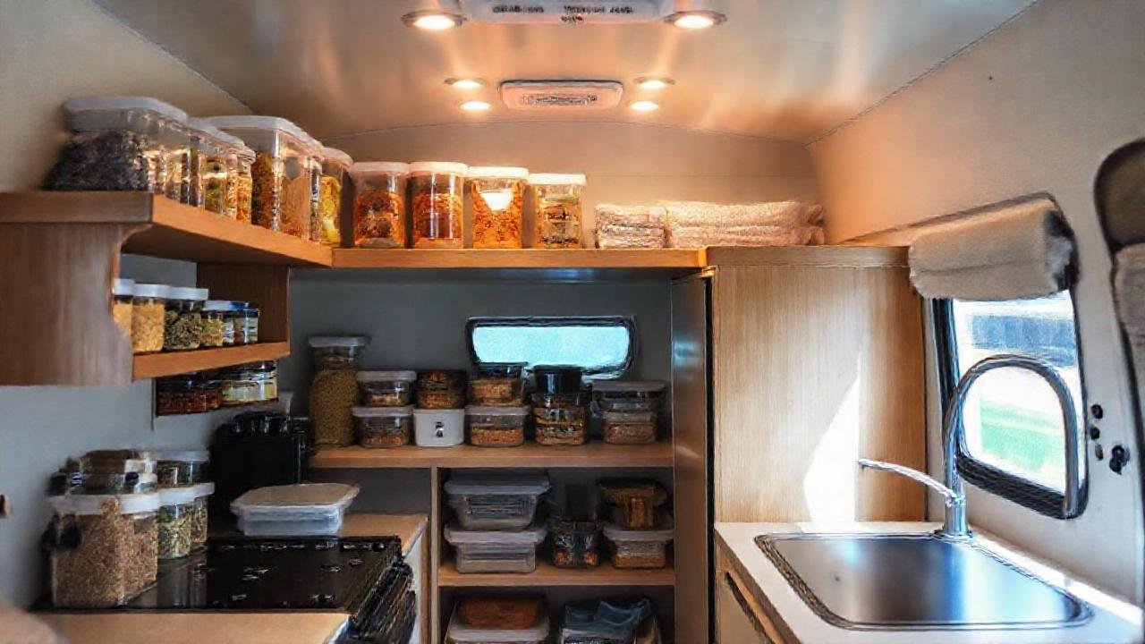 Una familia feliz viaja eficientemente en RV