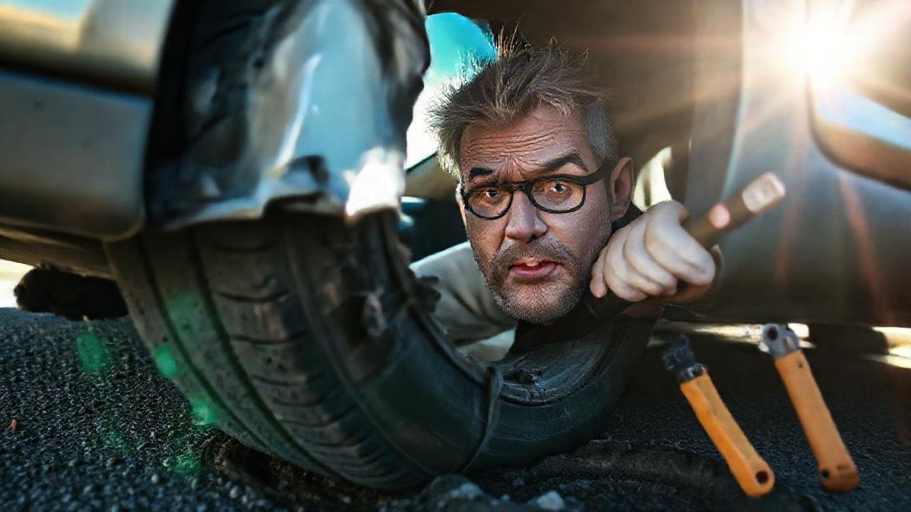 Un neumático roto causa frustración en la carretera