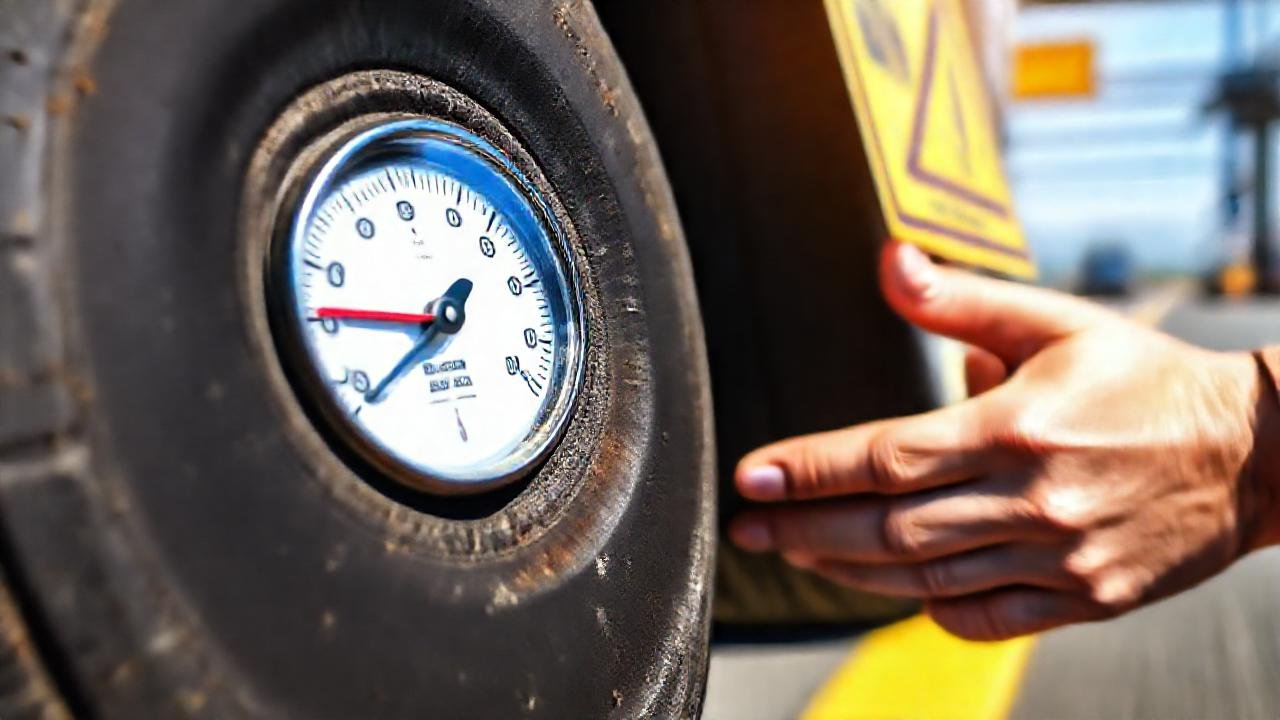 Medición de presión de neumáticos en carretera